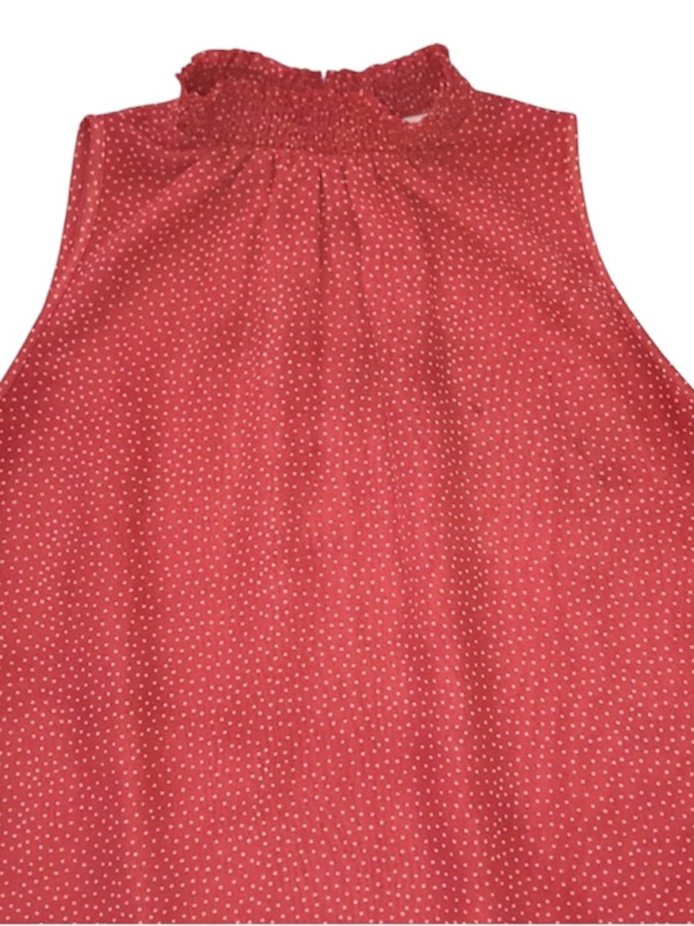 LOFT Outlet Sleeveless Mock Neck Blouse Polka Dot Shell Top Coral Red Medium - Picture 3 of 10
